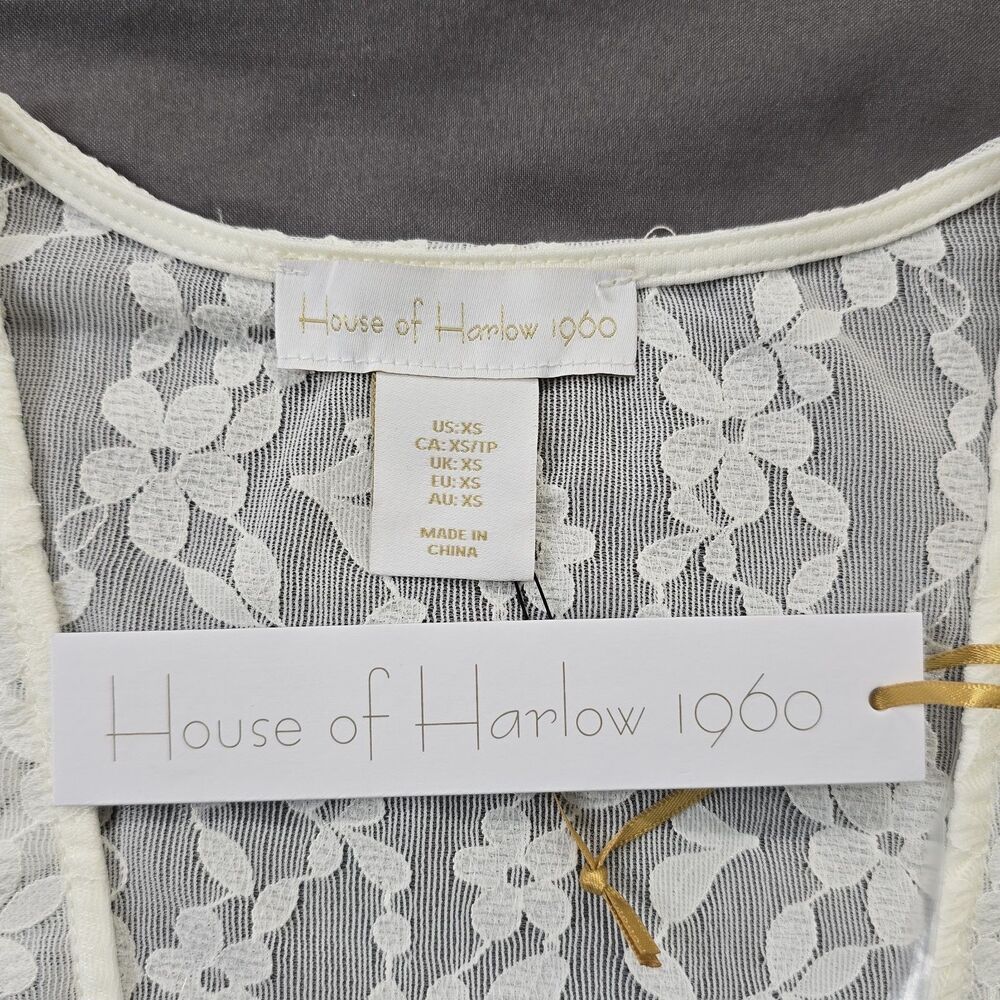 House of Harlow 1960 Bohemian Lace Boho Duster Cover Swim Cover Up White Size XS - Picture 9 of 12